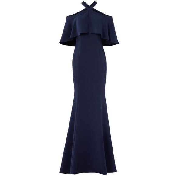 Carmen Marc Valvo Navy Blue Kayla Formal Gown $795 - Picture 6 of 10